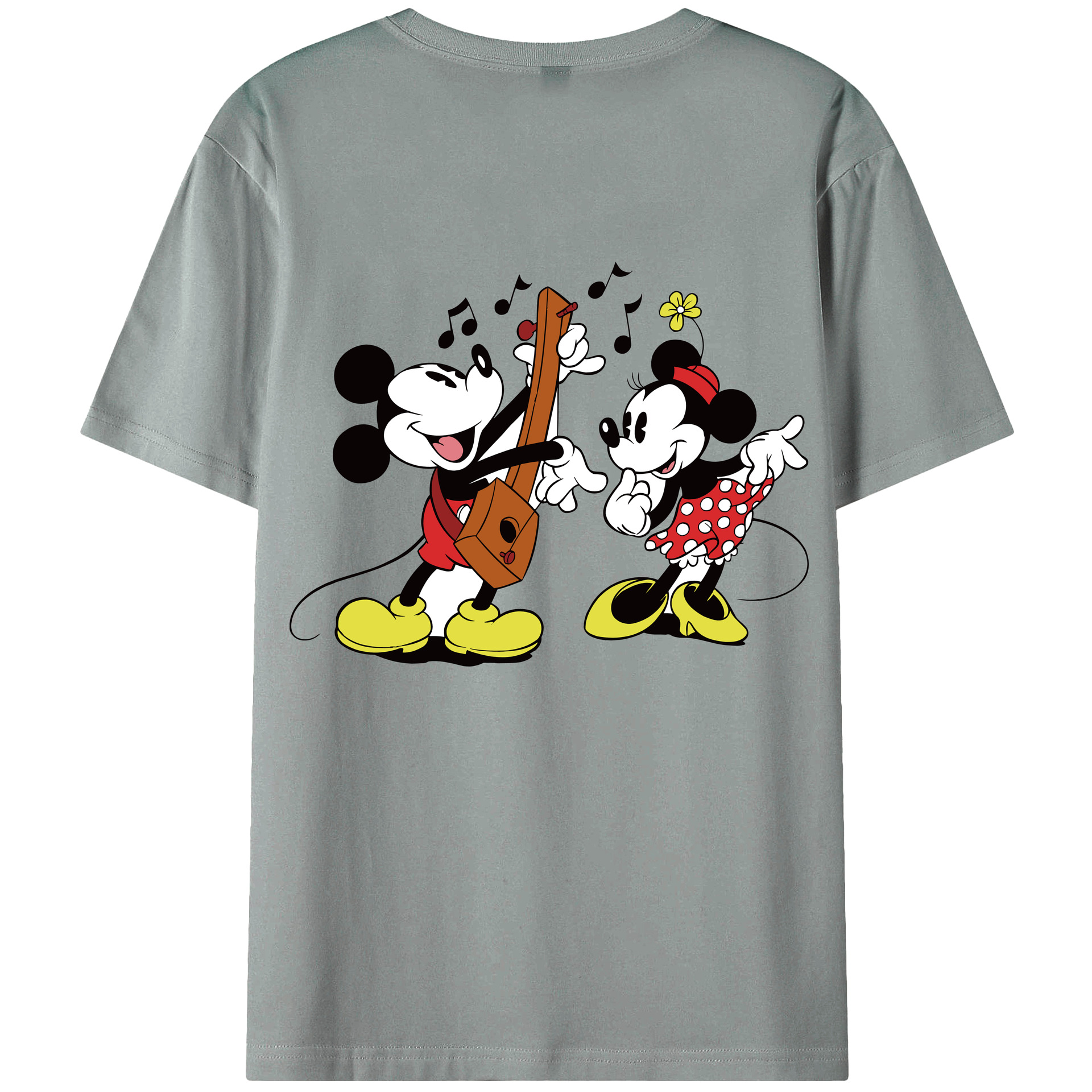 ミッキーマウス Mickey Mouse 綿100％ メンズ半袖Tシャツ（バックプリント） 通気性